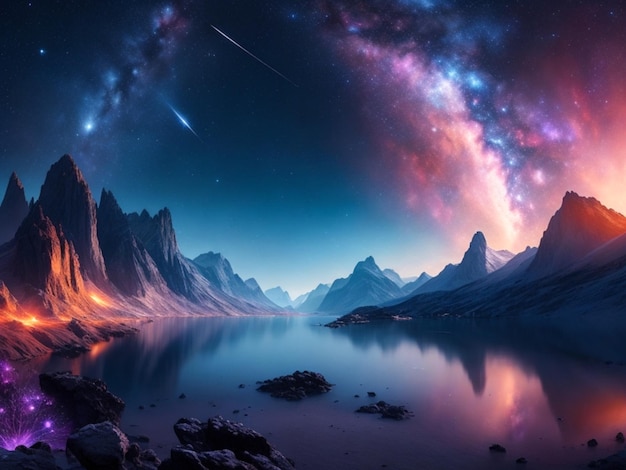 星の風景、銀河、惑星、スペース、未来の世界、宇宙世界の星景、星間