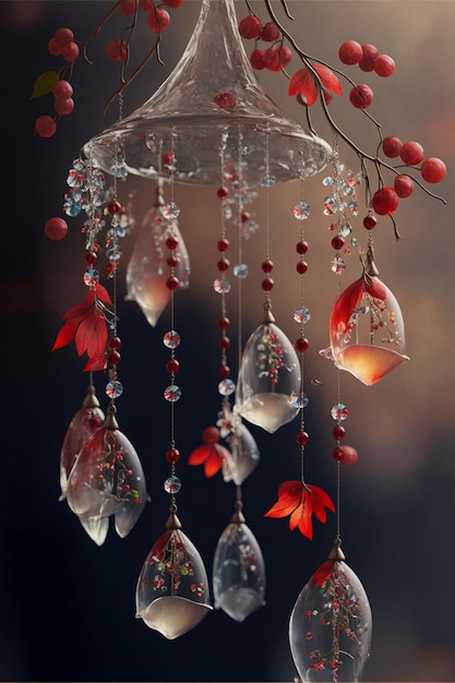 Stelletje glazen ornamenten hangend aan een boom generatieve ai