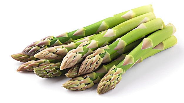 stelletje groene asperges op witte achtergrond bovenaanzicht