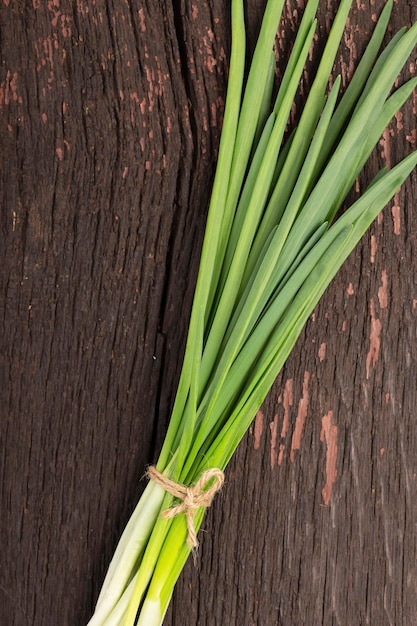 Stelletje jonge groene uien