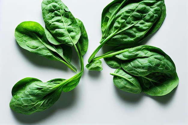 Stelletje malse groene spinazie voor frisse gezonde salade