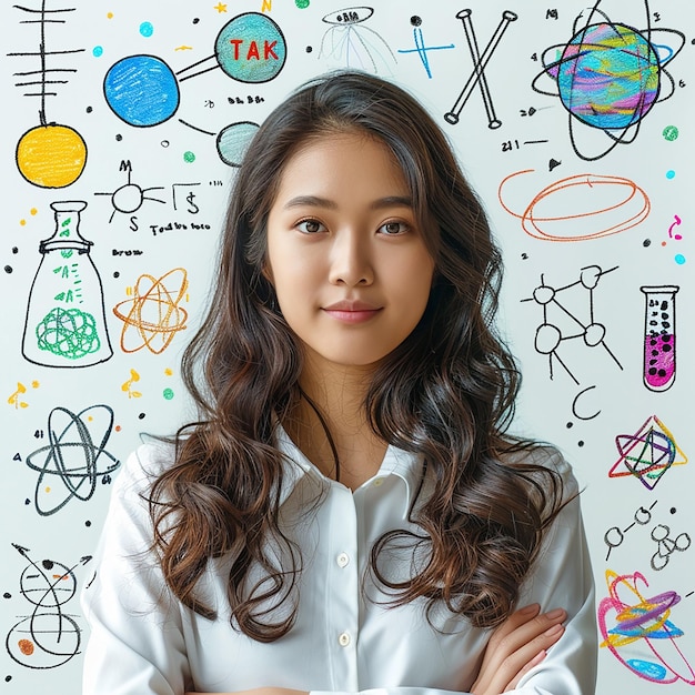 Photo stem classroom asian female teacher