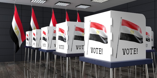 Foto stembureau in egypte met veel stemhokjes verkiezingsconcept 3d illustratie