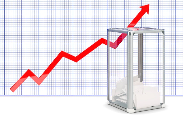Stembus met groeiende grafiek 3D-weergave