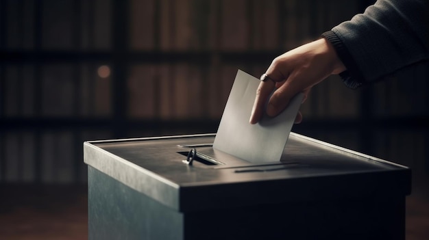 Stembus op een houten vloer met kopieerruimtegeneratieve ai