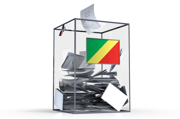 Stembus van de Republiek Congo met stemmen en nationale vlag verkiezingsconcept 3D illustratie