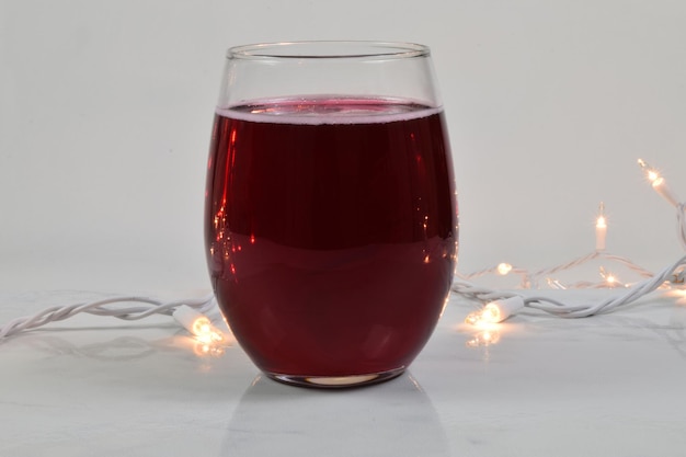 Stemless Wine Glass Mockup with Glowing White Lights