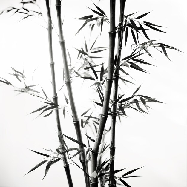 Photo stems and leaves of ripe bamboo on a light background