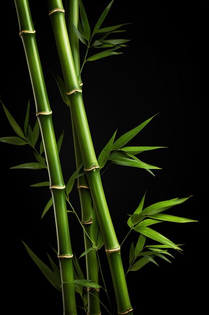 Foto steli e foglie di bambù maturo su uno sfondo chiaro