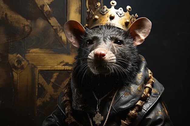 King of a rat in royal robe and crown on throne. AI generative illustration  22972663 Stock Photo at Vecteezy