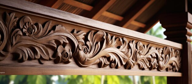 Photo stencil teak wood eaves