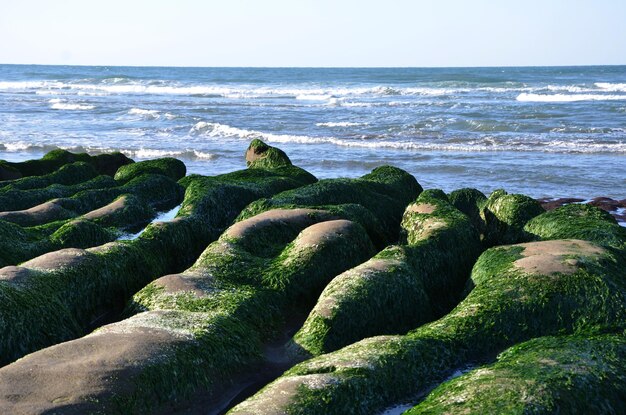 Stenen greppel van de kust van Laomei