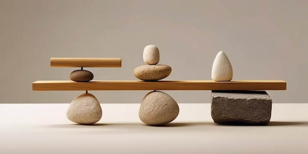 Stenen in evenwicht brengen Toren van kiezelsteen Zen-bemiddelingsconcept Generatieve AI