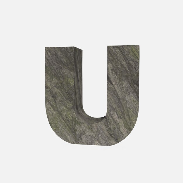 Foto stenen lettertype 3d render van letter u