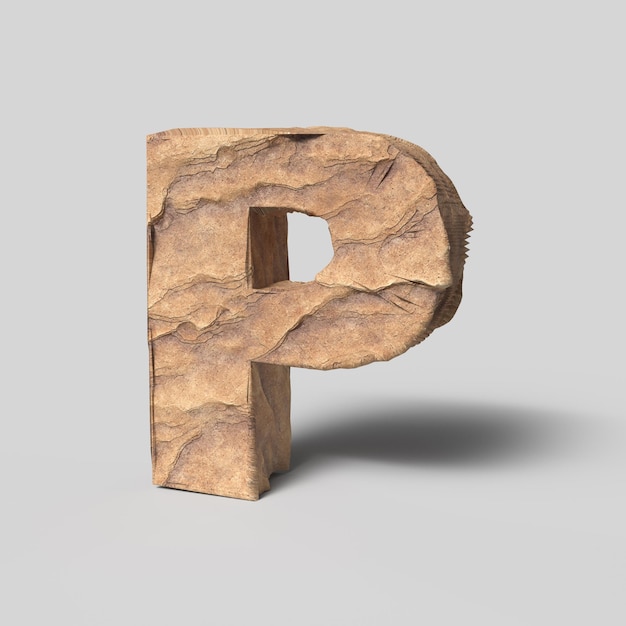 Stenen lettertype d render van letter p