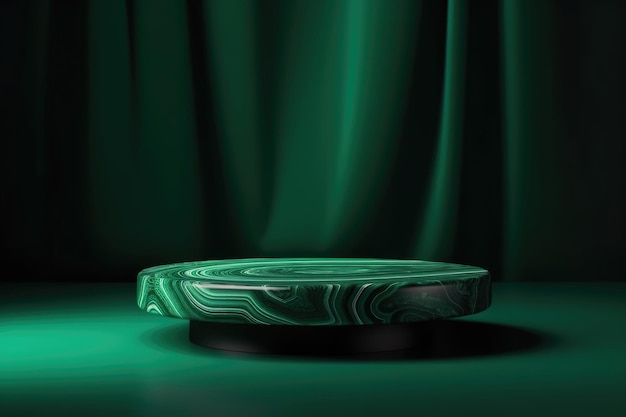 Stenen malachiet podium voetstuk voor presentatie render groene smaragdgroene achtergrond