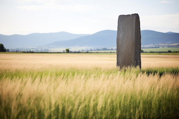 Stenen monoliet in een grasveld