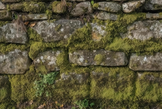 stenen muren bedekt met muurmos