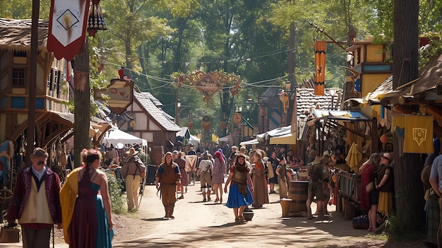 Photo step back in time at our lively renaissance fair where jesters knights and skilled artisans transport you to a historically accurate setting of the era