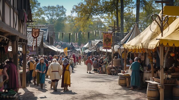 Photo step back in time at our lively renaissance fair where jesters knights and skilled artisans transport you to a historically accurate setting of the era