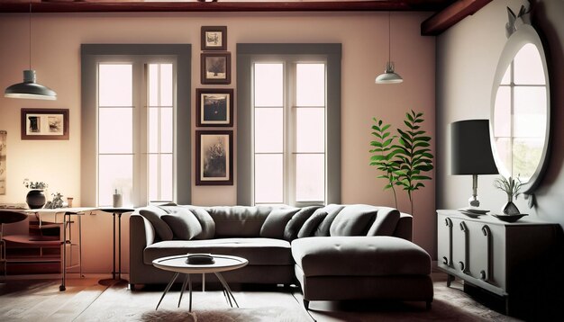 Photo step back in time retro living room interior design embrace nostalgia with a vintage vibe