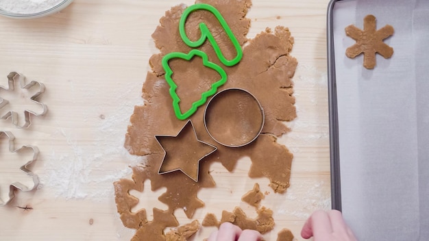 Step by step. baking gingerbread cookies for christmas.