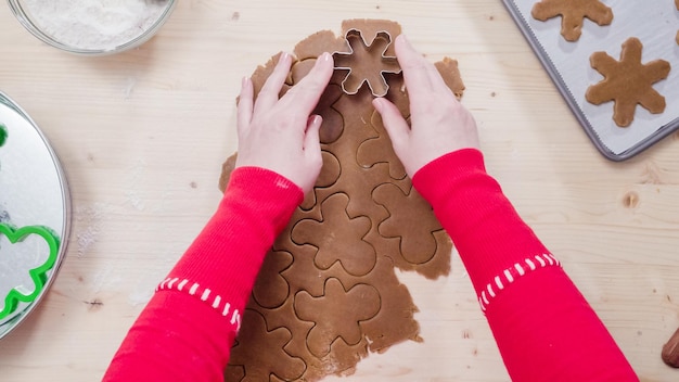 Step by step. Baking gingerbread cookies for Christmas.