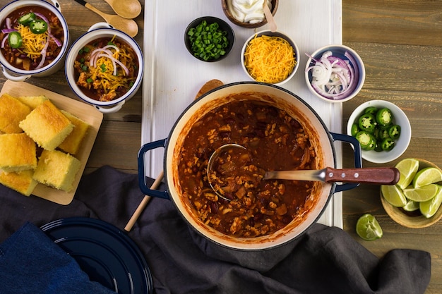 Step by step. cooking homemade turkey chili for dinner.