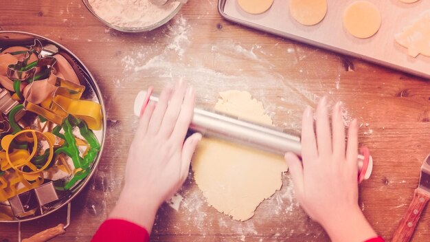 Step by step. Holiday season baking. Baking sugar cookies for Christmas.