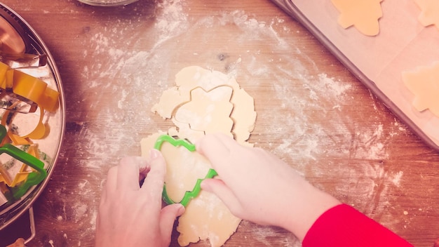 Step by step. Holiday season baking. Baking sugar cookies for Christmas.