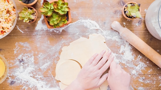 Step by step. Making home made empanadas with different fillings.