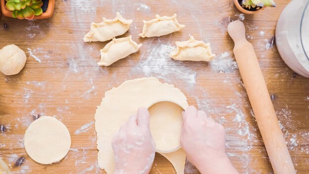 Step by step. Making home made empanadas with sweet filling.