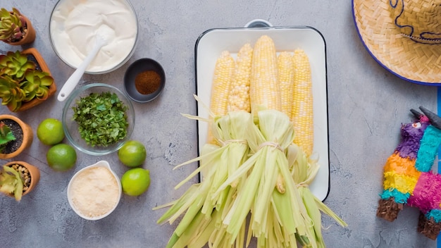 Step by step. Making Mexican corn on the cob Elote.