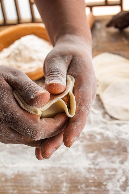 Step by step process of making home-made dumplings