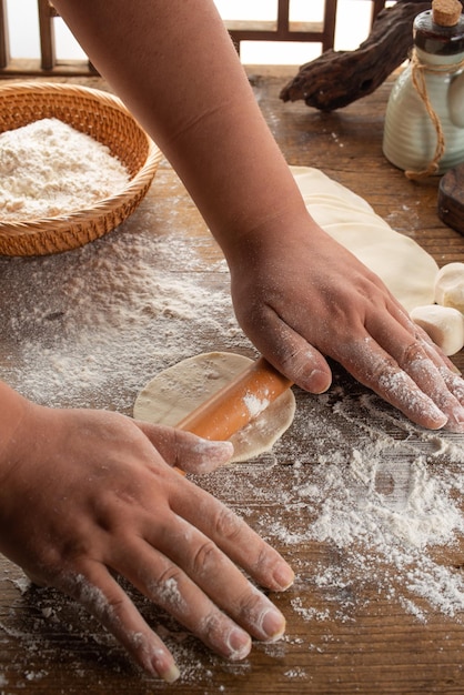 Step by step process of making home-made dumplings