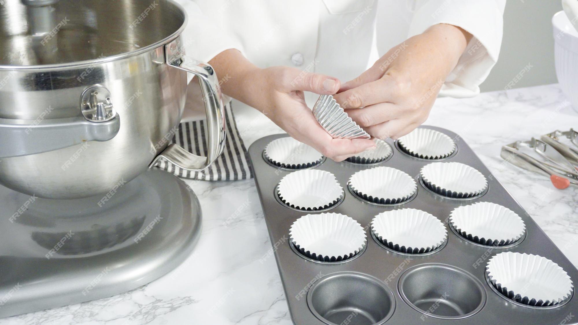 Premium Photo  Step by step. scooping batter with batter scooper