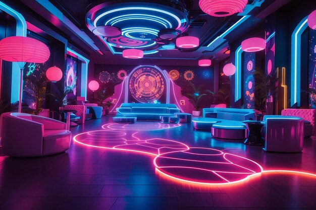 Step into the future at a neonthemed party with an otherworldly atmosphere that will transport you to a different aigenerated dimension