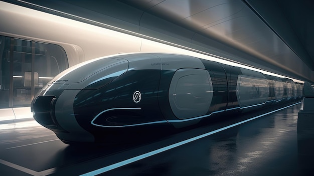 Шагните в будущее транспорта с новаторской концепцией поезда Hyperloop Сгенерировано с помощью ИИ