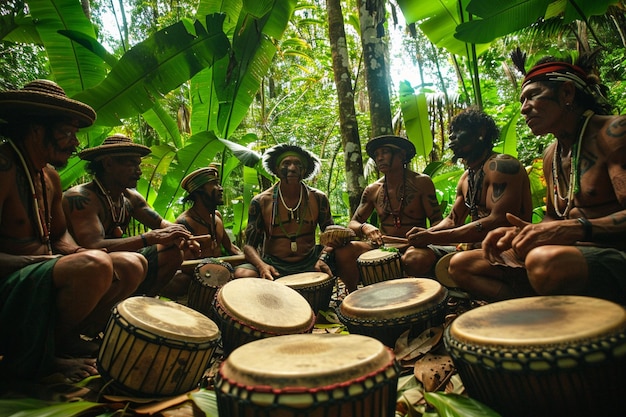 Step into the sacred circle of tribal drummers ami generative ai