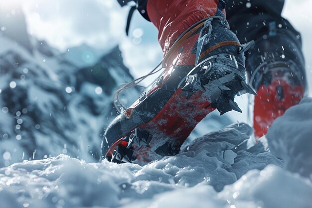 Step into the scene of determination as crampons g generative ai