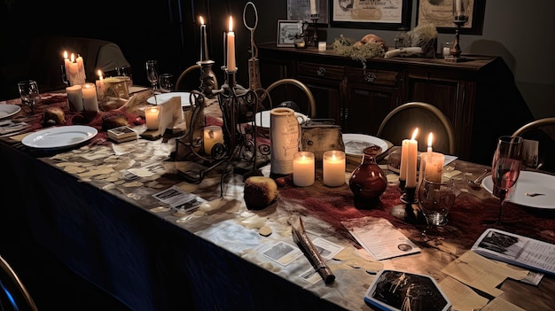 Photo step into the shoes of a detective and solve a captivating whodunit at an interactive murder mystery party generated by ai