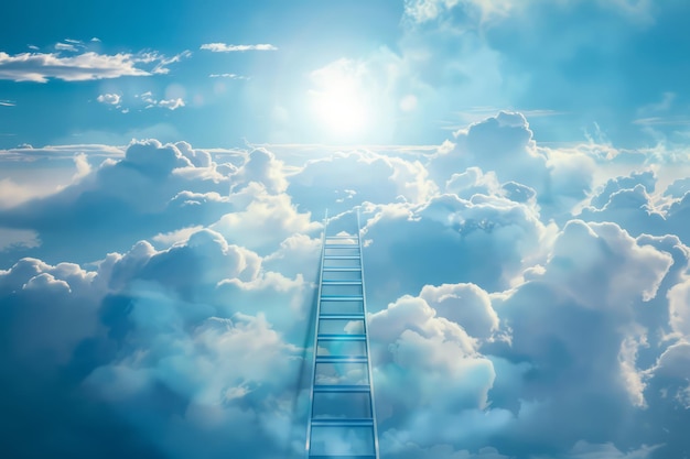 step ladder reaching into clouds growth and future aspirations