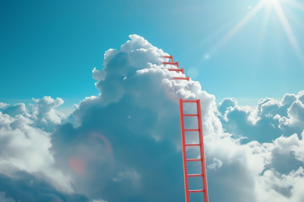 step ladder reaching into clouds growth and future aspirations