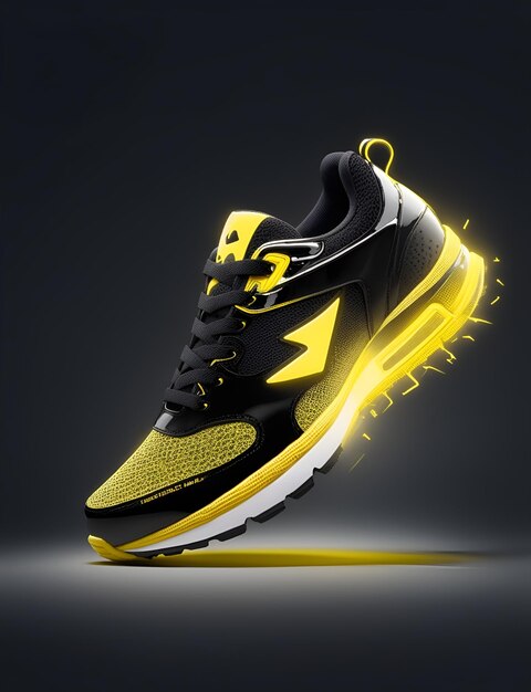 Premium AI Image  Stepping into the Future 3D Black amp Yellow 