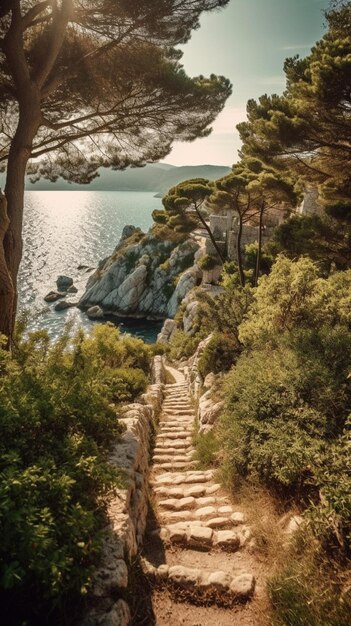 Steps leading down to the sea