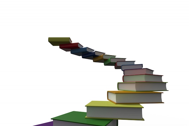 Steps made out of books