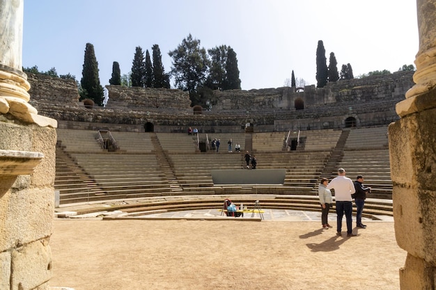 Photo steps of the roman theater of merida from 16 to 15 bc spain