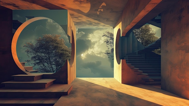 Photo steps surreal interior