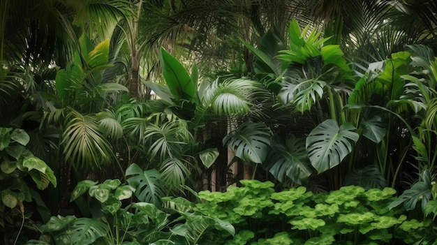 스테레오 3d 열대 식물 종려잎 장식