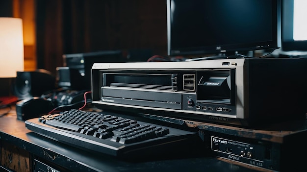 Stereo and Keyboard on Desk